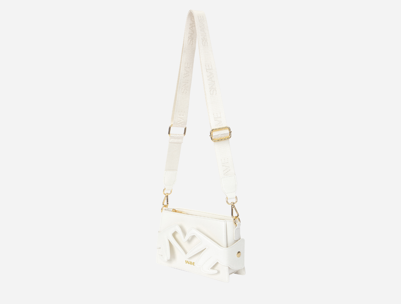 Sac blanc avant-gardiste en cuir pour femme, design élégant et moderne.